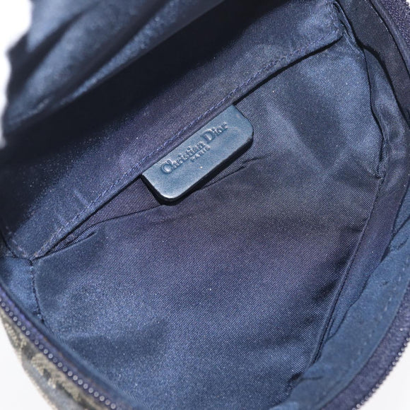 Christian Dior Trotter Canvas Saddle Pouch Navy Gold Auth 176085A