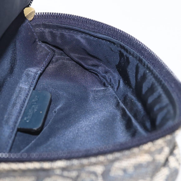 Christian Dior Trotter Canvas Saddle Pouch Navy Gold Auth 176085A