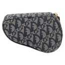 Christian Dior Trotter Canvas Saddle Pouch Navy Gold Auth 176085A-3