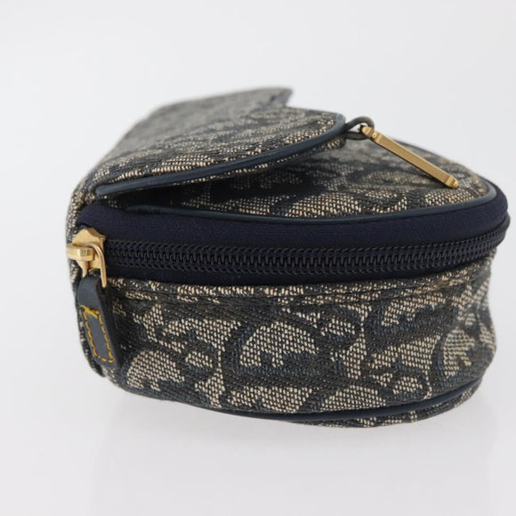 Christian Dior Trotter Canvas Saddle Pouch Navy Gold Auth 176085A