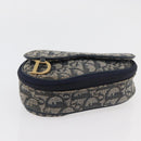 Christian Dior Trotter Canvas Saddle Pouch Navy Gold Auth 176085A-7