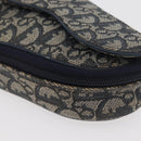 Christian Dior Trotter Canvas Saddle Pouch Navy Gold Auth 176085A-9