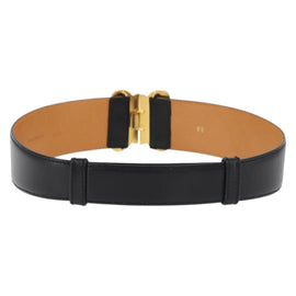 CELINE Triomphe Waist Belt Leather 25.6"" Black Gold Auth 176087A - 0
