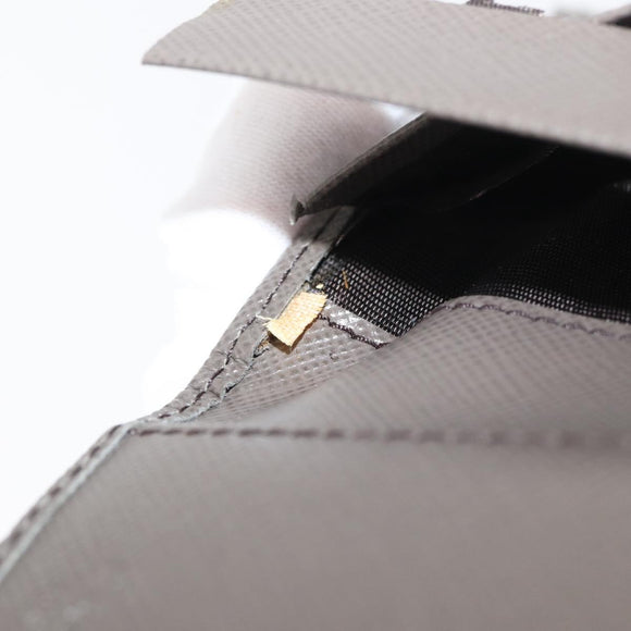 PRADA Safiano leather Wallet Gray Gold Auth 176090A