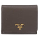 PRADA Safiano leather Wallet Gray Gold Auth 176090A-13