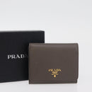 PRADA Safiano leather Wallet Gray Gold Auth 176090A-12