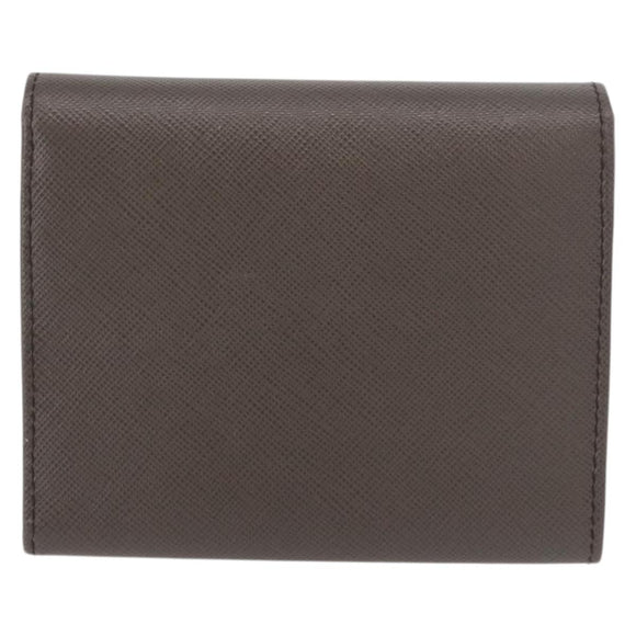PRADA Safiano leather Wallet Gray Gold Auth 176090A