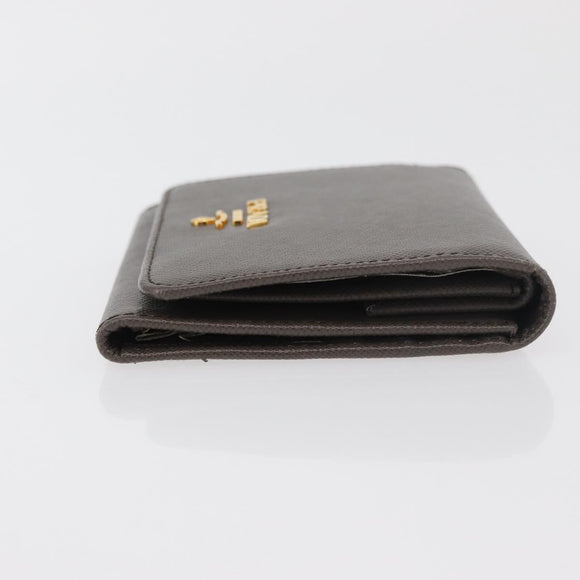 PRADA Safiano leather Wallet Gray Gold Auth 176090A
