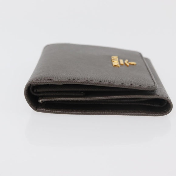 PRADA Safiano leather Wallet Gray Gold Auth 176090A