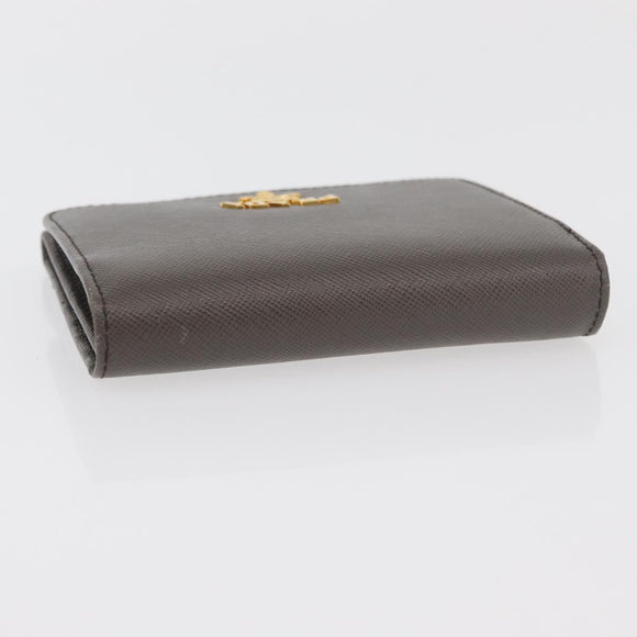 PRADA Safiano leather Wallet Gray Gold Auth 176090A