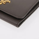 PRADA Safiano leather Wallet Gray Gold Auth 176090A-15