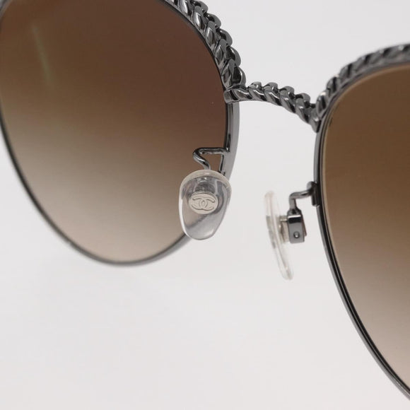 CHANEL Sunglasses metal Silver CC Auth 176091A
