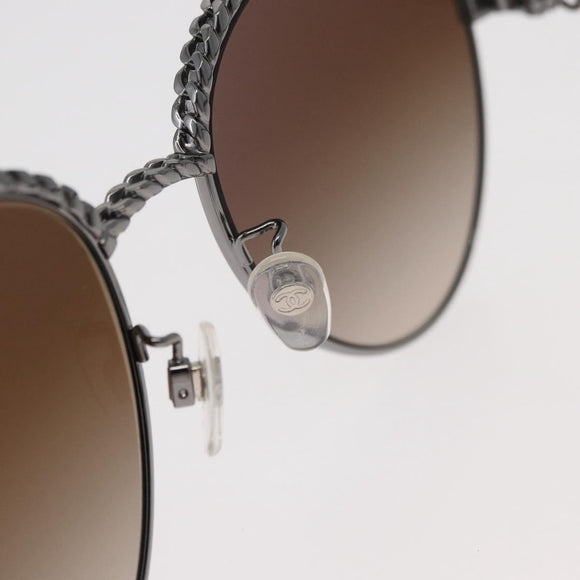 CHANEL Sunglasses metal Silver CC Auth 176091A