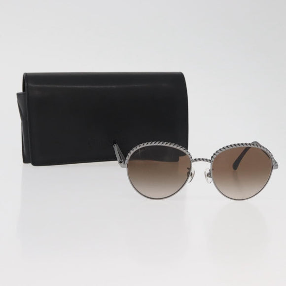 CHANEL Sunglasses metal Silver CC Auth 176091A