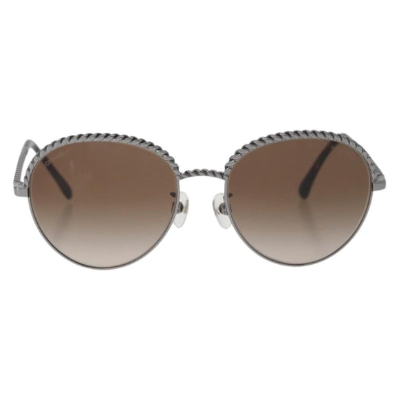 CHANEL Sunglasses metal Silver CC Auth 176091A