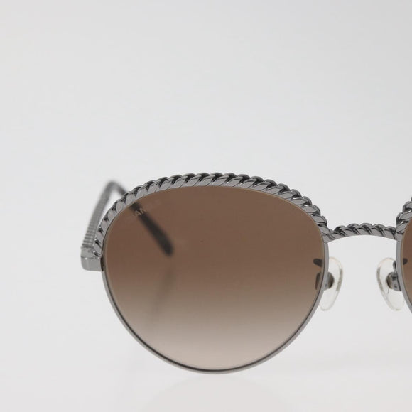 CHANEL Sunglasses metal Silver CC Auth 176091A