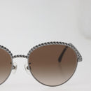 CHANEL Sunglasses metal Silver CC Auth 176091A-4