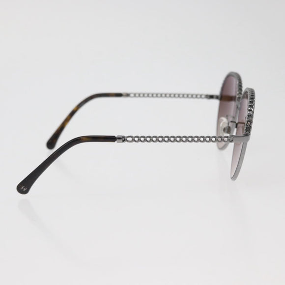 CHANEL Sunglasses metal Silver CC Auth 176091A