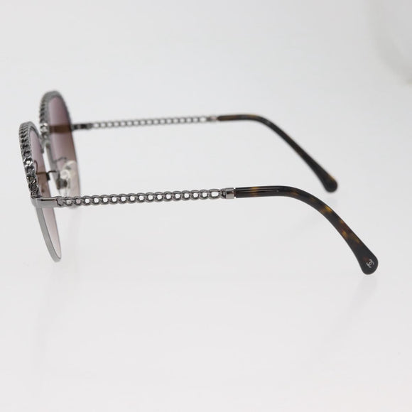 CHANEL Sunglasses metal Silver CC Auth 176091A