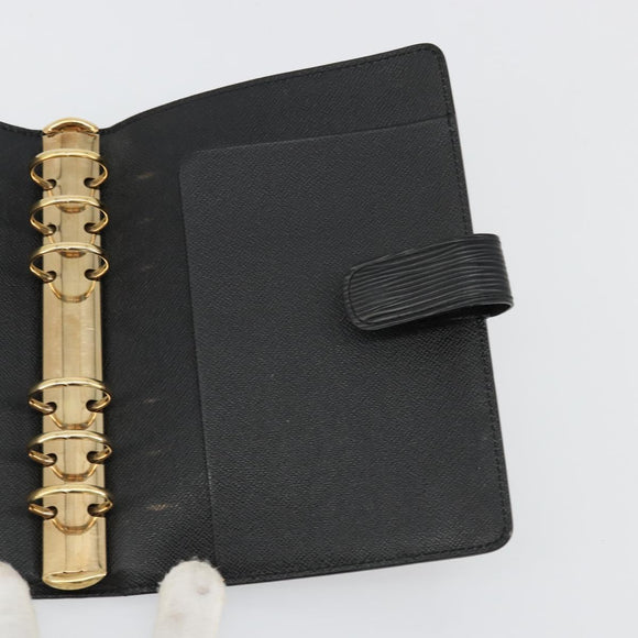 LOUIS VUITTON Epi Agenda MM Day Planner Cover Black R20042 LV Auth 176102A