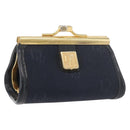 Christian Dior Coin Purse Nylon Navy Gold Auth 176103A-1