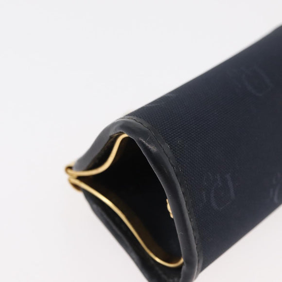 Christian Dior Coin Purse Nylon Navy Gold Auth 176103A