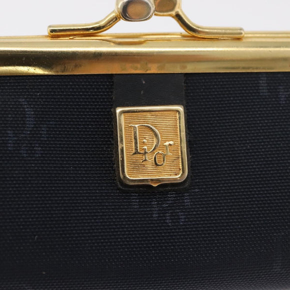Christian Dior Coin Purse Nylon Navy Gold Auth 176103A