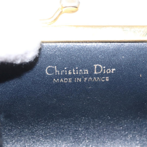 Christian Dior Coin Purse Nylon Navy Gold Auth 176103A