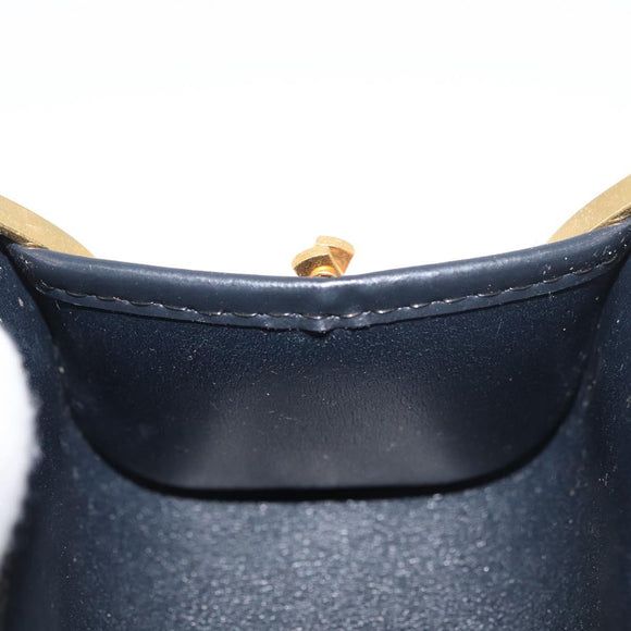 Christian Dior Coin Purse Nylon Navy Gold Auth 176103A