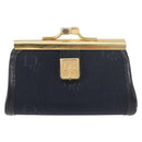 Christian Dior Coin Purse Nylon Navy Gold Auth 176103A-13