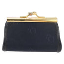 Christian Dior Coin Purse Nylon Navy Gold Auth 176103A-2