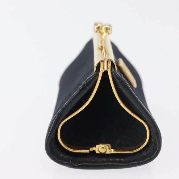 Christian Dior Coin Purse Nylon Navy Gold Auth 176103A