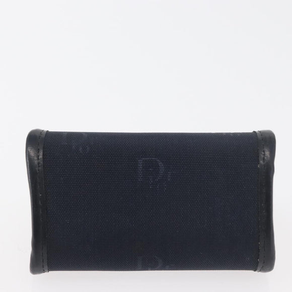 Christian Dior Coin Purse Nylon Navy Gold Auth 176103A