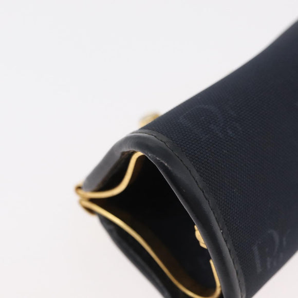 Christian Dior Coin Purse Nylon Navy Gold Auth 176103A