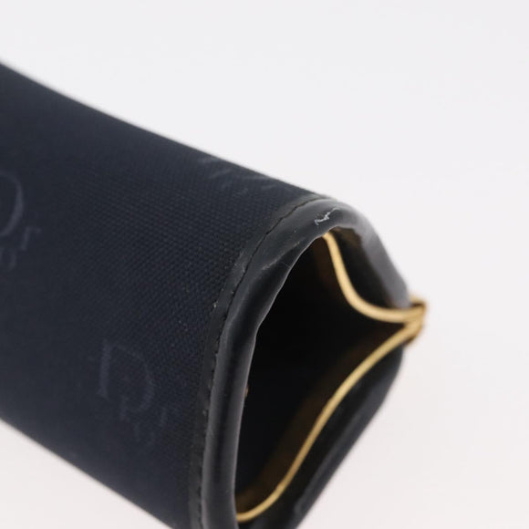Christian Dior Coin Purse Nylon Navy Gold Auth 176103A