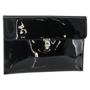 Alexander McQueen Clutch Bag Patent leather Black Silver Auth 176104A-1