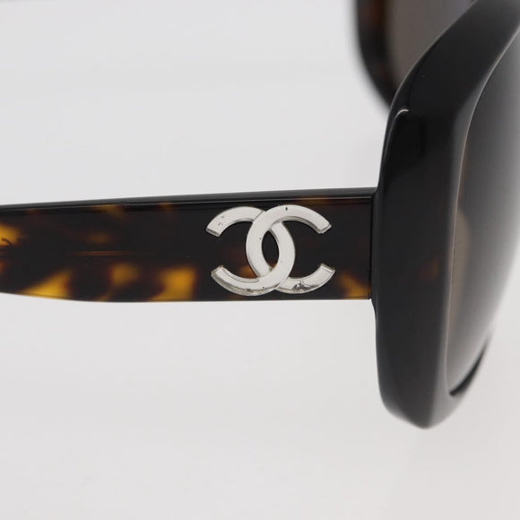 CHANEL COCO Mark Sunglasses plastic Black CC Auth 176107