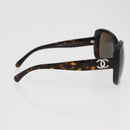 CHANEL COCO Mark Sunglasses plastic Black CC Auth 176107-7