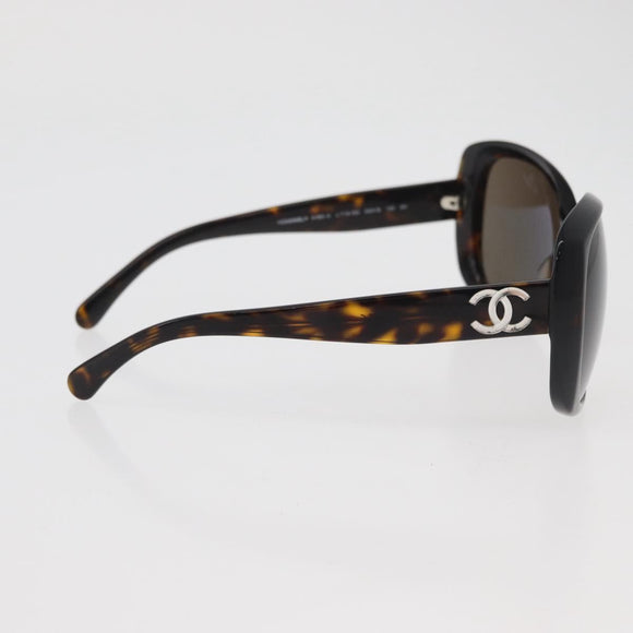 CHANEL COCO Mark Sunglasses plastic Black CC Auth 176107