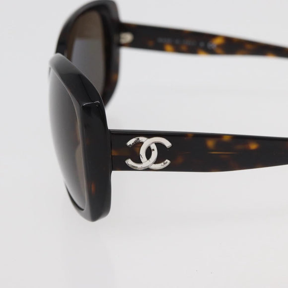 CHANEL COCO Mark Sunglasses plastic Black CC Auth 176107