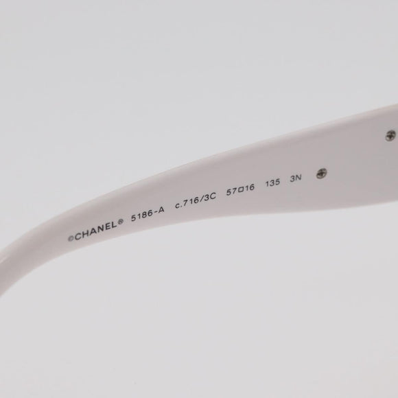 CHANEL Camelia Sunglasses Plastic White 5186-A CC Auth 176109A