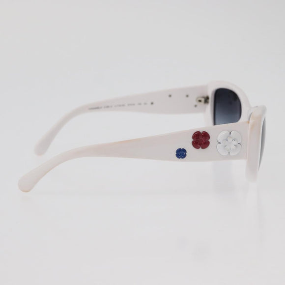 CHANEL Camelia Sunglasses Plastic White 5186-A CC Auth 176109A