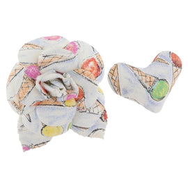 CHANEL Camelia Brooch Cotton Multicolor CC Auth 176110A