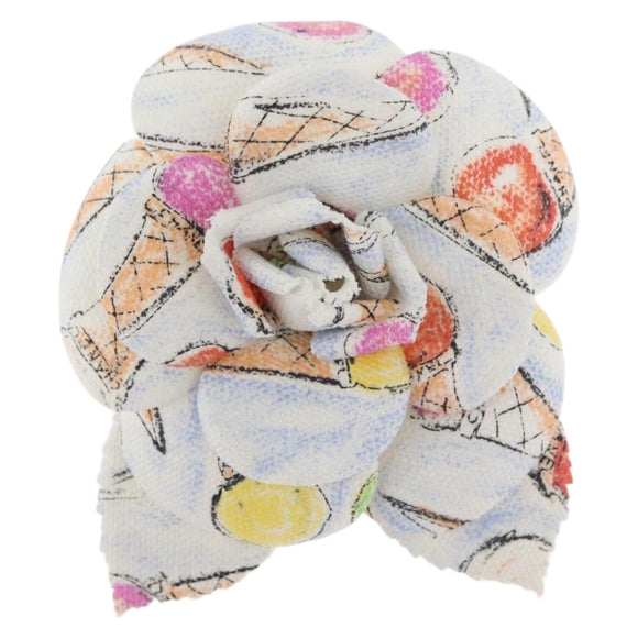 CHANEL Camelia Brooch Cotton Multicolor CC Auth 176110A