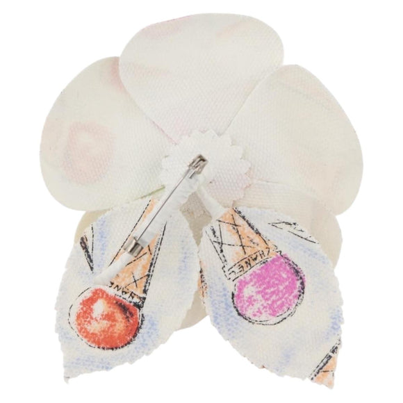 CHANEL Camelia Brooch Cotton Multicolor CC Auth 176110A
