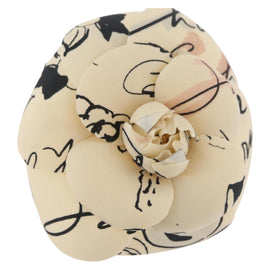 CHANEL Camelia Brooch Polyester Ivory CC Auth 176111A