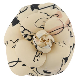 CHANEL Camelia Brooch Polyester Ivory CC Auth 176111A - 0