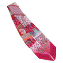 BVLGARI Scarf Silk Red Auth 176112A-2