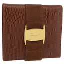 Salvatore Ferragamo Vala Wallet Leather Brown Gold Auth 176113A-1