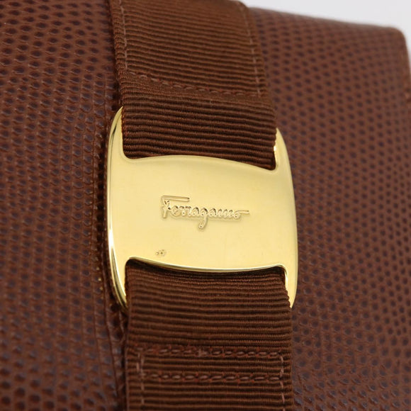 Salvatore Ferragamo Vala Wallet Leather Brown Gold Auth 176113A
